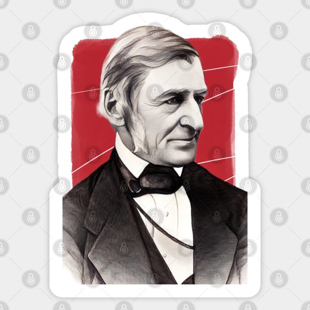 American Essayist Ralph Waldo Emerson illustration Sticker by Litstoy 